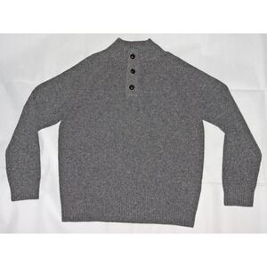 UNTUCKit Men's Wool Blend Henley Mock Neck Pullover Gray Sweater Size Large